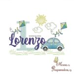 Matriz de Bordado Cenário Carro Nome Lorenzo