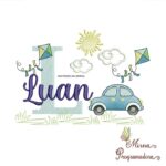Matriz de Bordado Cenário Carro Nome Luan