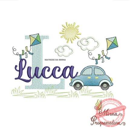 Matriz de Bordado Cenário Carro Nome Lucca