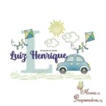 Matriz de Bordado Cenário Carro Nome Luíz Henrique