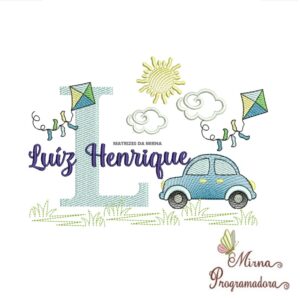 Matriz de Bordado Cenário Carro Nome Luíz Henrique