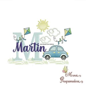 Matriz de Bordado Cenário Carro Nome Martin
