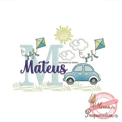 Matriz de Bordado Cenário Carro Nome Mateus