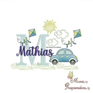 Matriz de Bordado Cenário Carro Nome Mathias