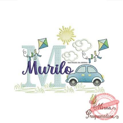 Matriz de Bordado Cenário Carro Nome Murilo