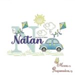 Matriz de Bordado Cenário Carro Nome Natan