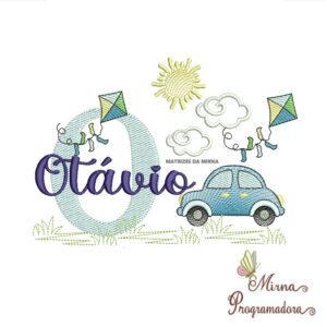 Matriz de Bordado Cenário Carro Nome Otávio