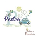 Matriz de Bordado Cenário Carro Nome Pedro