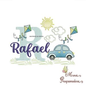 Matriz de Bordado Cenário Carro Nome Rafael