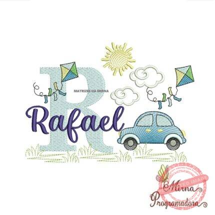 Matriz de Bordado Cenário Carro Nome Rafael