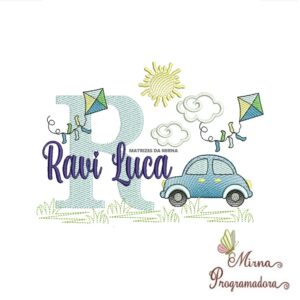 Matriz de Bordado Cenário Carro Nome Ravi Luca