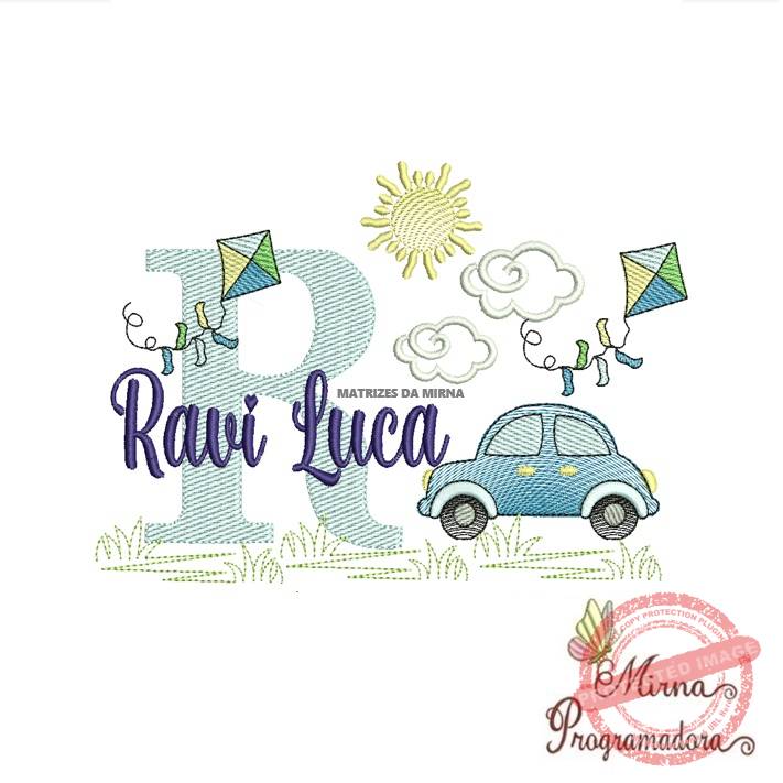 matriz de bordado -cenario-carros-ravi luca Matriz de Bordado Cenário Carro Nome Ravi Luca - Imagem 1
