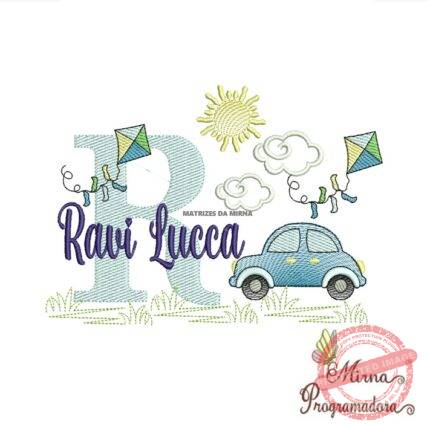 Matriz de Bordado Cenário Carro Nome Ravi Lucca