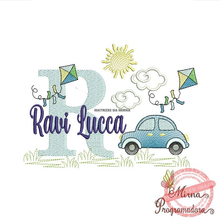 matriz de bordado -cenario-carros-ravi lucca Matriz de Bordado Cenário Carro Nome Ravi Lucca - Imagem 1