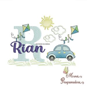 Matriz de Bordado Cenário Carro Nome Rian