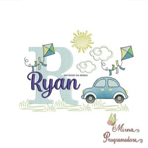 Matriz de Bordado Cenário Carro Nome Ryan