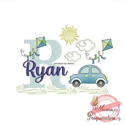 Matriz de Bordado Cenário Carro Nome Ryan