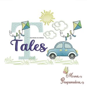 Matriz de Bordado Cenário Carro Nome Tales