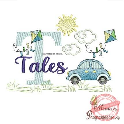 Matriz de Bordado Cenário Carro Nome Tales