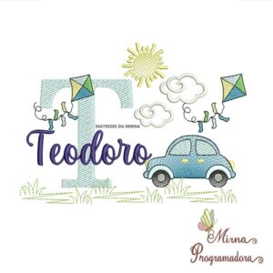 Matriz de Bordado Cenário Carro Nome Teodoro