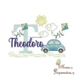 Matriz de Bordado Cenário Carro Nome Theodoro