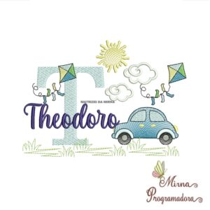 Matriz de Bordado Cenário Carro Nome Theodoro