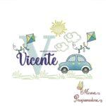 Matriz de Bordado Cenário Carro Nome Vicente