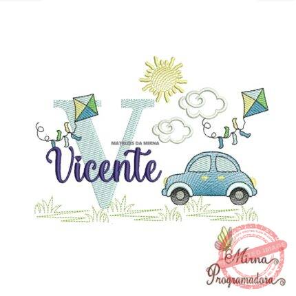 Matriz de Bordado Cenário Carro Nome Vicente