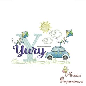 Matriz de Bordado Cenário Carro Nome Yury