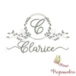 Matriz de Bordado Moldura Folha Nome Clarice