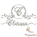 Matriz de Bordado Moldura Folha Nome Clarissa
