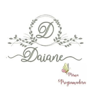 Matriz de Bordado Moldura Folha Nome Daiane