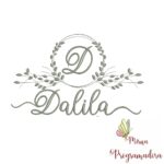 Matriz de Bordado Moldura Folha Nome Dalila
