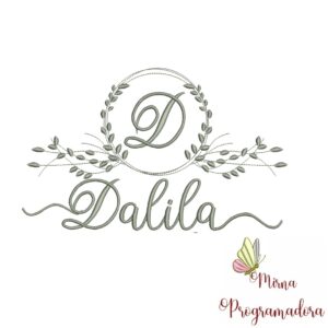 Matriz de Bordado Moldura Folha Nome Dalila