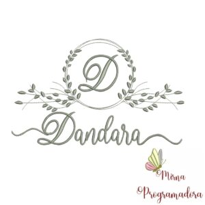Matriz de Bordado Moldura Folha Nome Dandara