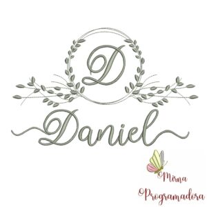 Matriz de Bordado Moldura Folha Nome Daniel