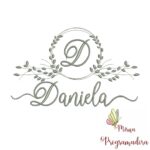 Matriz de Bordado Moldura Folha Nome Daniela
