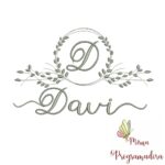 Matriz de Bordado Moldura Folha Nome Davi