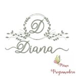 Matriz de Bordado Moldura Folha Nome Diana (cópia)