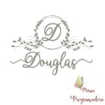 Matriz de Bordado Moldura Folha Nome Douglas