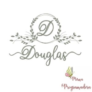 Matriz de Bordado Moldura Folha Nome Douglas
