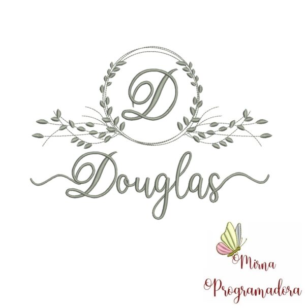 Matriz de Bordado Moldura Folha Nome Douglas