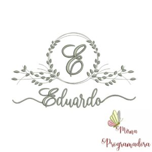 Matriz de Bordado Moldura Folha Nome Eduardo