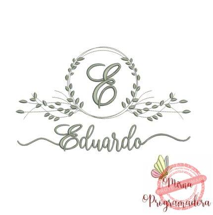 Matriz de Bordado Moldura Folha Nome Eduardo