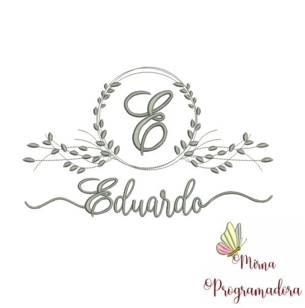 Matriz de Bordado Moldura Folha Nome Eduardo