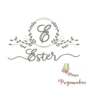 Matriz de Bordado Moldura Folha Ester