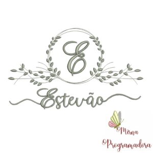 Matriz de Bordado Moldura Folha Estevão