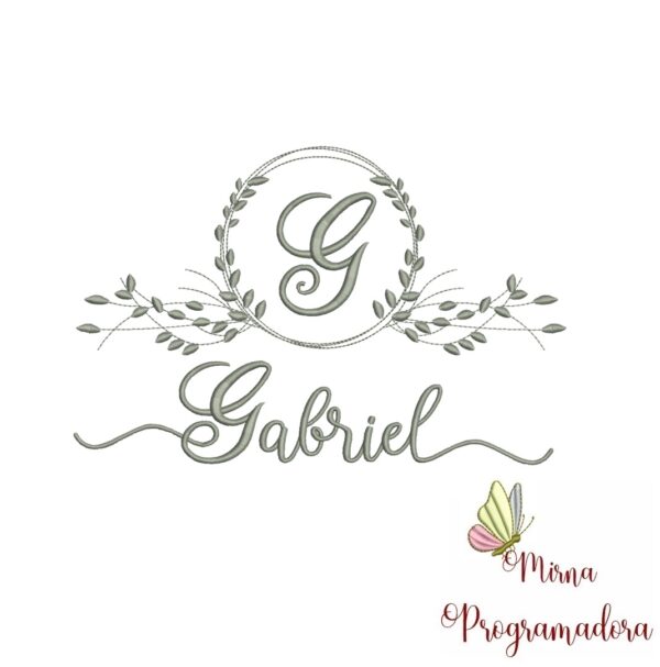 Matriz de Bordado Moldura Folha Gabriel