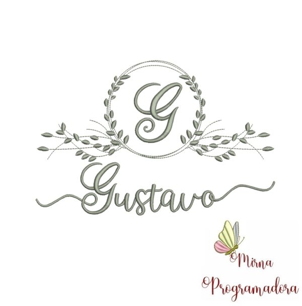 Matriz de Bordado Moldura Folha Gustavo