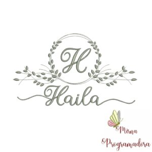 Matriz de Bordado Moldura Folha Haila